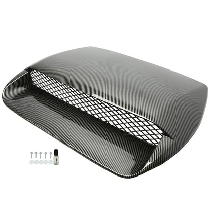 Solid Spare Carbon Fiber Look Air Flow Hood Scoop Bonnet Vent For 2015-2021 Subaru WRX STI