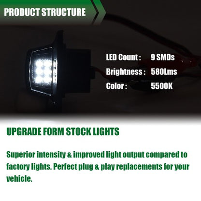 Solid Spare Fit For 97-11 Dodge Dakota Pickup Full LED Rear License Plate Lights Lamp
