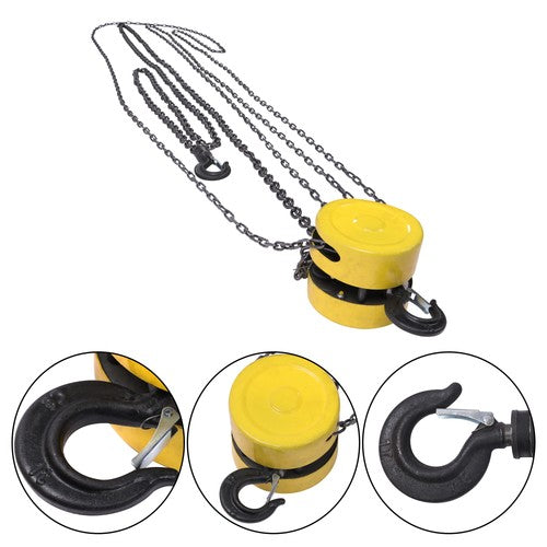 Solid Spare 1 Ton / 2200lbs Hand Chain Hoist Steel 20ft / 6m Lift 360° Swivel Hook G60
