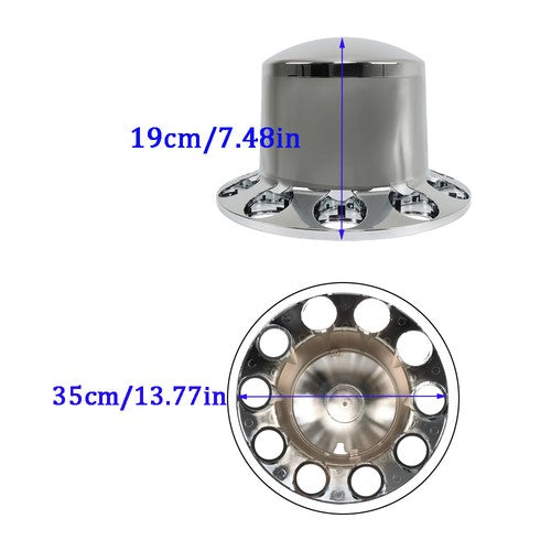 Solid Spare Semi Truck 33mm Chrome Wheel Axle Covers w/ Hub Caps Lug Nuts