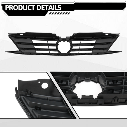 For 2015 2016 2017 2018 VW Volkswagen Jetta Front Bumper Chrome Grille Grill
