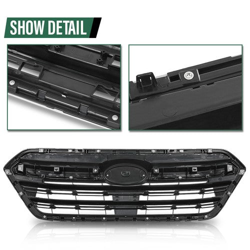 Solid Spare Fit For 2018-2019 Subaru Outback Front Bumper Upper Grille Grill Black Silver