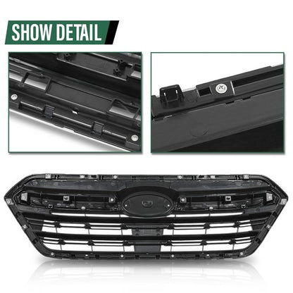 Solid Spare Fit For 2018-2019 Subaru Outback Front Bumper Upper Grille Grill Black Silver
