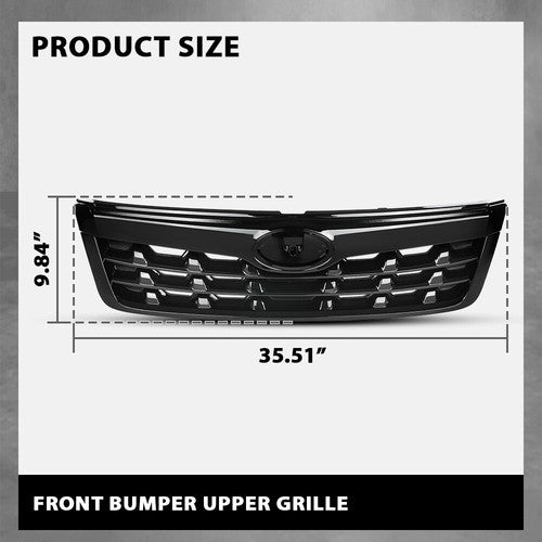 Solid Spare Fit For 09-13 Subaru Forester Front Bumper Upper Grille Assembly Black