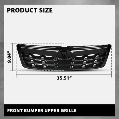Solid Spare Fit For 09-13 Subaru Forester Front Bumper Upper Grille Assembly Black