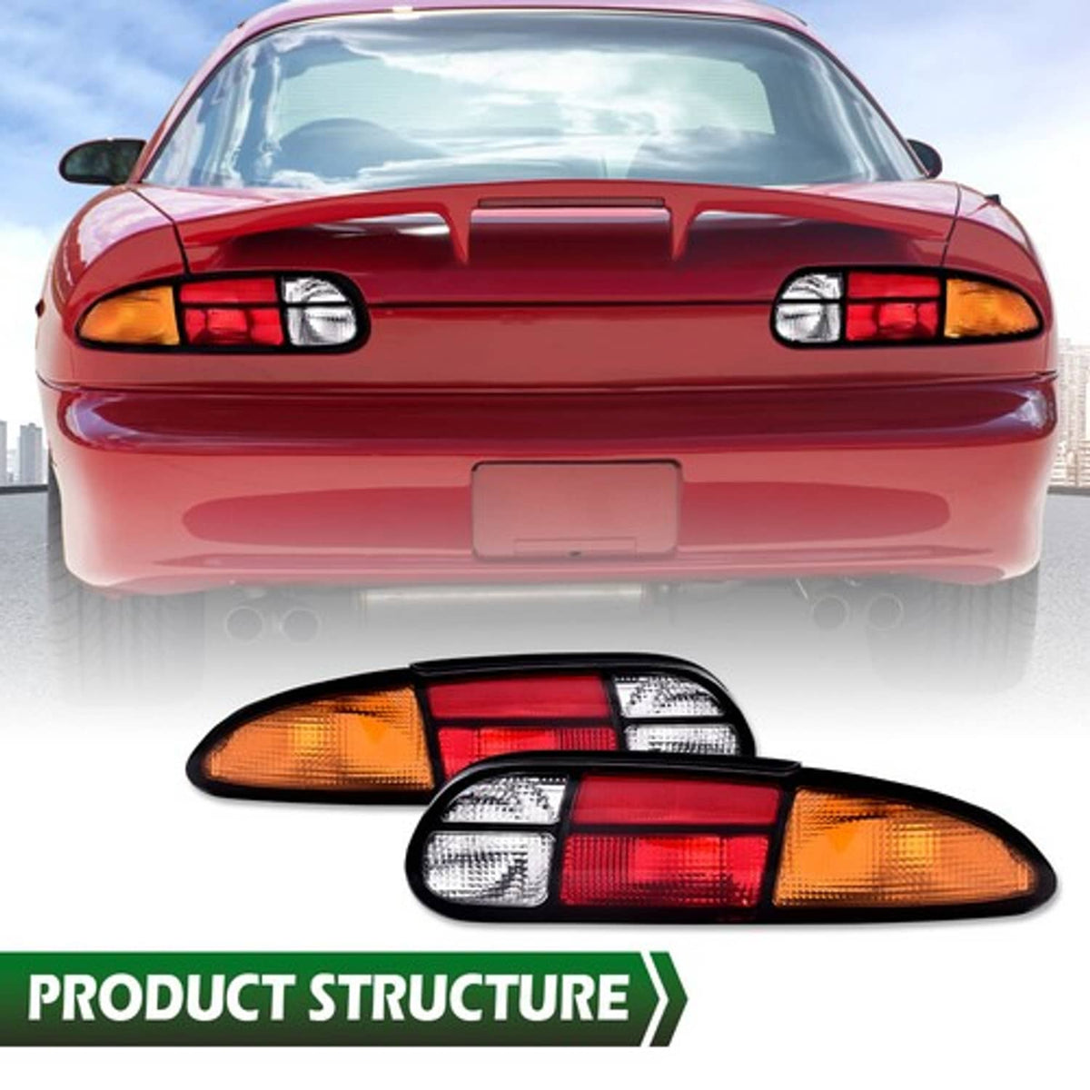 Solid Spare Tail Lights Brake Lamps Assembly Left+Right Fit For 1993-2002 Chevrolet Camaro