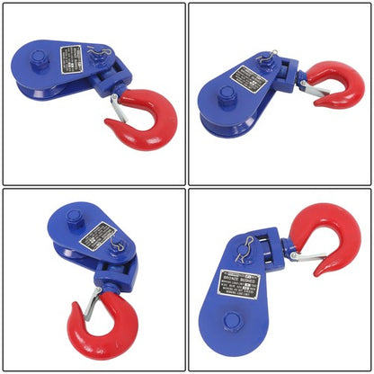 Solid Spare 4 Ton Snatch Block with Hook - 8800lbs Capacity, 4.5" Sheave, 1/2" Wire Rope