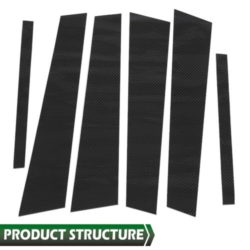 Solid Spare Fit For 2006-2011 BMW 3-Series E90 Door Trim Cover 6PC Carbon Look Pillar Posts