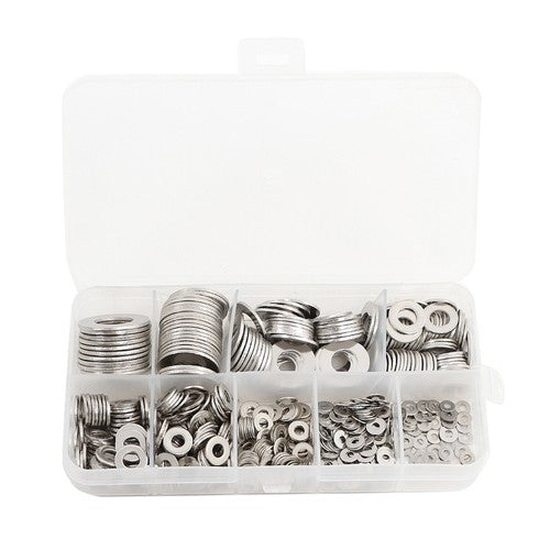 Solid Spare Flat Washer 304 Stainless Steel Washers Assortment Set Value Kit 600 Pieces Set