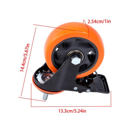 Solid Spare 4Pcs 4" Threaded Stem Caster Wheels with Brake (Stem Diameter 3/8", Length 1")