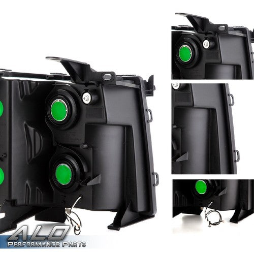 Solid Spare Fit For 2007-2014 Chevy Silverado 1500/2500/3500 Smoke Lens LED DRL Headlights