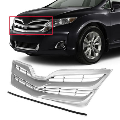 Solid Spare Fits Toyota Venza 2013-2016 Front Upper Grille Grill Silver Factory Replacement
