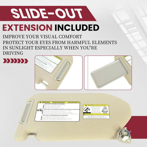 Solid Spare Pair LH+RH Sun Visor For 2013-18 Nissan Pathfinder /2014-17 Infiniti QX60 W/Lamp
