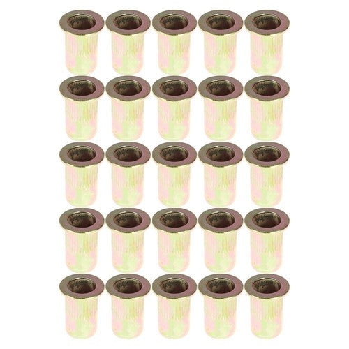 Solid Spare M6 Metric Carbon Steel Rivet Nut Flat Head Threaded Insert Nutsert 100 Pcs