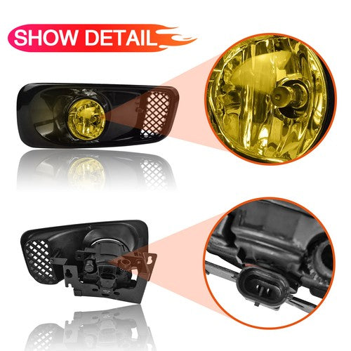 For 1999-2000 Honda Civic Front Bumper Yellow Lens Halogen Fog Lights Lamp