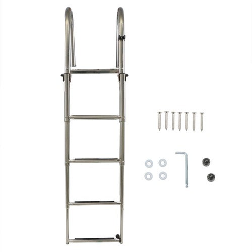 Solid Spare Telescoping Boat Ladder Foldable Premium Stainless Steel 4 Step Stainless Steel