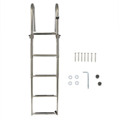 Solid Spare Telescoping Boat Ladder Foldable Premium Stainless Steel 4 Step Stainless Steel