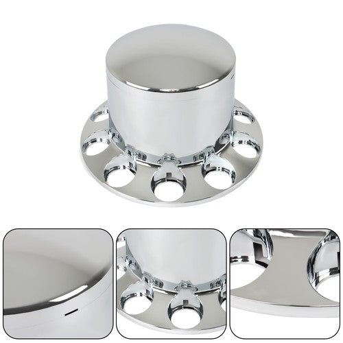 Solid Spare Semi Truck 33mm Chrome Wheel Axle Covers w/ Hub Caps Lug Nuts