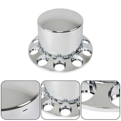 Solid Spare Semi Truck 33mm Chrome Wheel Axle Covers w/ Hub Caps Lug Nuts