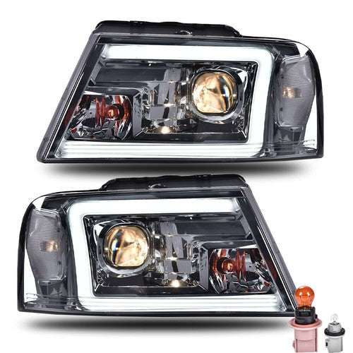 Solid Spare LED DRL Projector Headlights Smoke Fit For 04-08 Ford F-150/Lincoln Mark LT