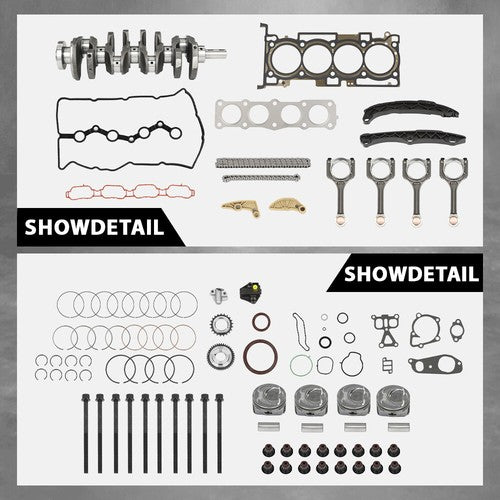 Solid Spare Engine Rebuild Kits w/ Crankshaft Con Rods Timing Kit For Hyundai Kia G4KJ 2.4L
