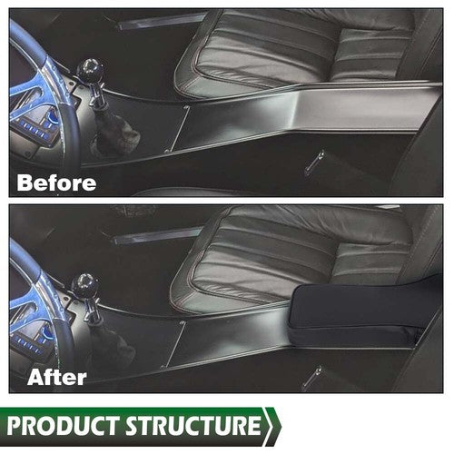 Solid Spare Fit For 1967-1982 Chevrolet Corvette Center Console Armrest Pad Black Leather