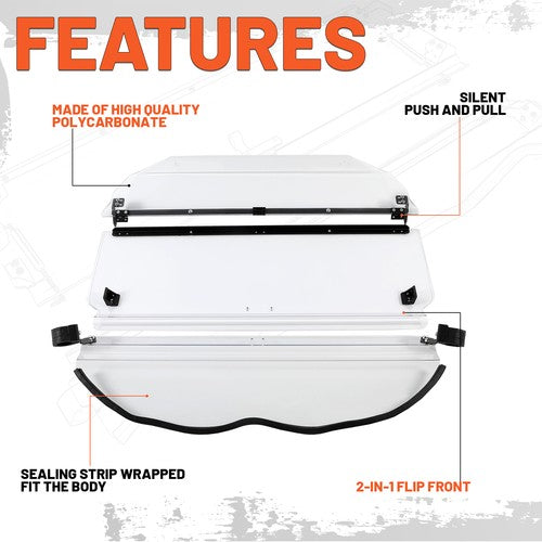 Solid Spare 2-IN-1 Flip Front Clear Windshield W/Hardware For Can-Am Maverick X3 2017-2025