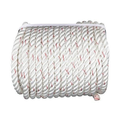 Solid Spare 3/4IN x120FT High Strength Braided Rope Breaking Strength 2038 Pounds White Red