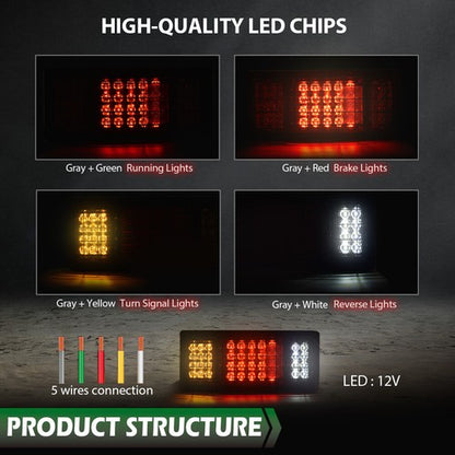 Solid Spare 2Pc 40 LED Tail Turn Signal Brake Reverse Running Lights Truck Trailer RV Camper