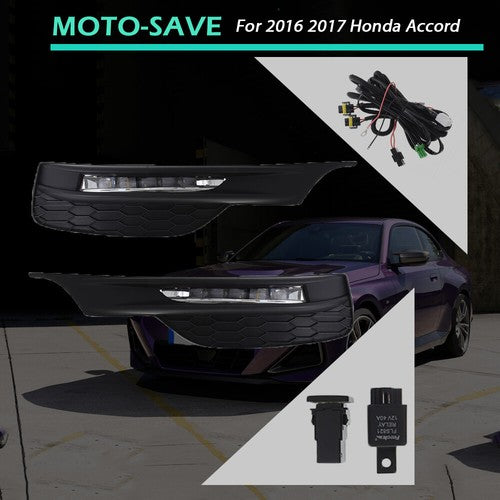 Solid Spare Daytime Running Lights For 16-17 Honda Accord Sedan with Bezel Switch RH+LH