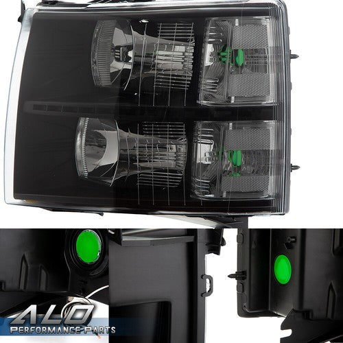 Solid Spare Fit For 07-14 Chevy Silverado 1500/2500/3500 LED DRL Strip Headlights Black