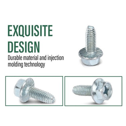 Solid Spare 100 License Plate Screws For American Cars, #14x 3/4" (#1620), Hex/Phillips/Flat
