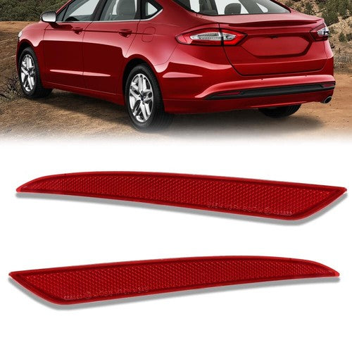 Solid Spare Rear Bumper Reflector Light Left+Right Side Red Fit For 2013-2018 Ford Fusion