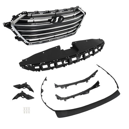 Solid Spare For Hyundai Elantra 2017 2018 Grille Radiator Cover Bumper Lid Set 7pcs Plastic