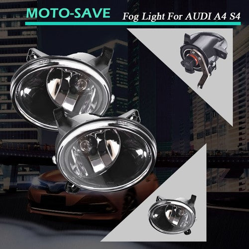 Solid Spare Pair Clear Lens Fog Light Bumper Driving Lamp For 2009-2012 AUDI A4 S4 SEDAN