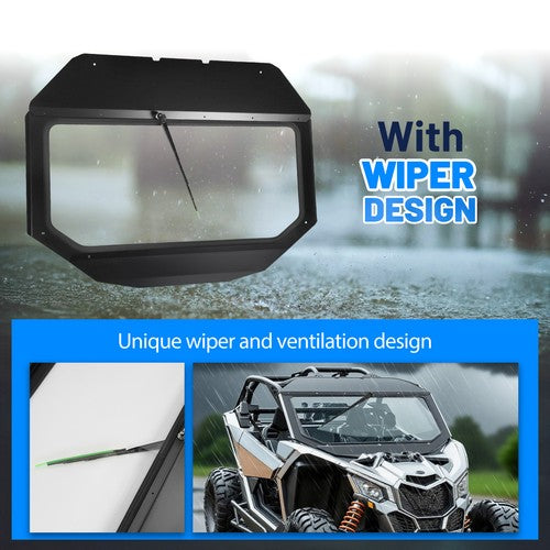 Solid Spare For Can-Am Maverick X3 DS/RC 2017+ 2025 ATV/UTV Glass Front Windshield w/ Wiper