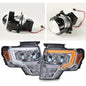 Solid Spare Fit For 2009-2014 Ford F-150 Smoke Lens Dual LED Projector Headlights Left+Right