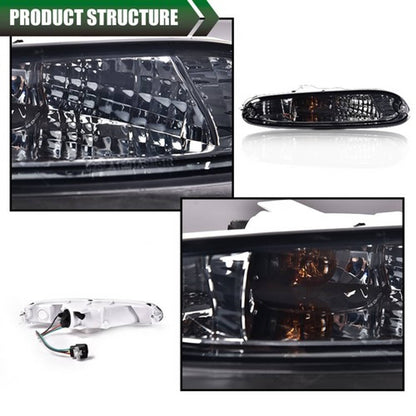 Solid Spare Fit For 90-97 Mazda MX-5 Miata Smoke Front Bumper Signal Lights w/ Bulbs