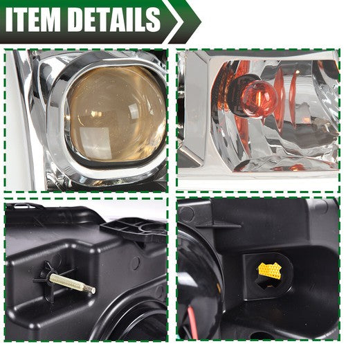 Solid Spare LED DRL Projector Headlights/Lamps Clear Chrome Fit For 2004-2008 F-150/Mark LT