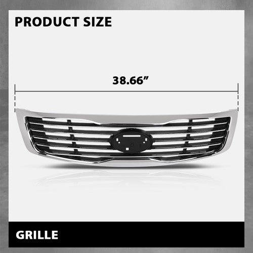 Solid Spare Fit For 2009-2010 Kia Optima Magentis Front Bumper Upper Grille Black Chrome