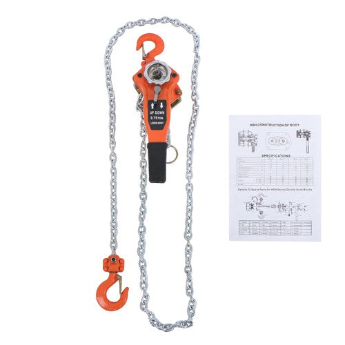 Solid Spare Lever Chain Hoist 1650Lbs Capacity 10Feet G80 Chain for Warehouse Machinery