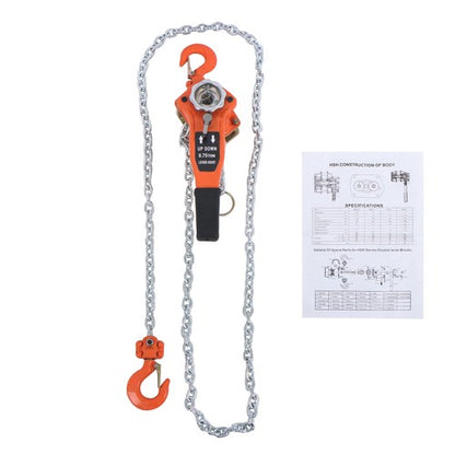 Solid Spare Lever Chain Hoist 1650Lbs Capacity 10Feet G80 Chain for Warehouse Machinery
