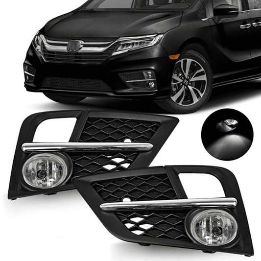 Solid Spare For Honda Odyssey 2018 2019 2020 Halogen Fog Lights Driving Bumper Lamps w/Bezel