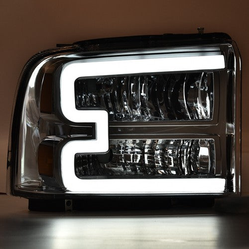 Solid Spare LED DRL Headlights For 2005-2007 Ford F250 F350 F450 F550 Super Duty LH+RH Pair