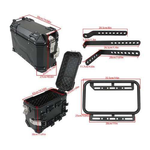 Solid Spare 36L Motorbike Hard Side Saddlebag Box Trunk Tour with Support Racks 2×Side Case