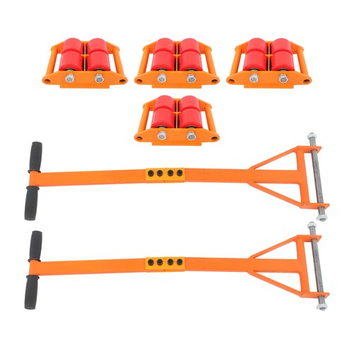 Solid Spare 4 Pcs Machinery Skates Dolly With Handle 360° Rotation 6T/13200Lbs Heavy Duty