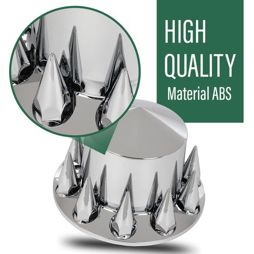 Solid Spare New 4pcs Rear Hub Cover For Semi Truck Wheel Cover 33mm Nut Covers Spiked Silver