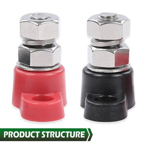 Solid Spare Red & Black Junction Block Power Post Set Insulated Terminal Stud 3/8"