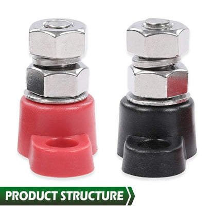 Solid Spare Red & Black Junction Block Power Post Set Insulated Terminal Stud 3/8"