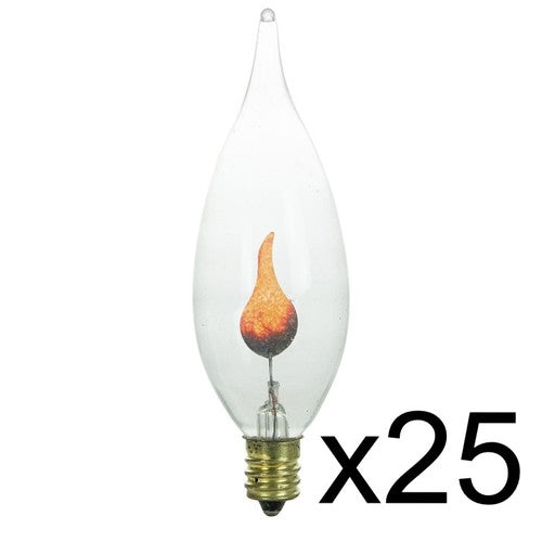 Solid Spare (25) Flicker Flame Light Bulbs Lot Candelabra Base C7 E-12
